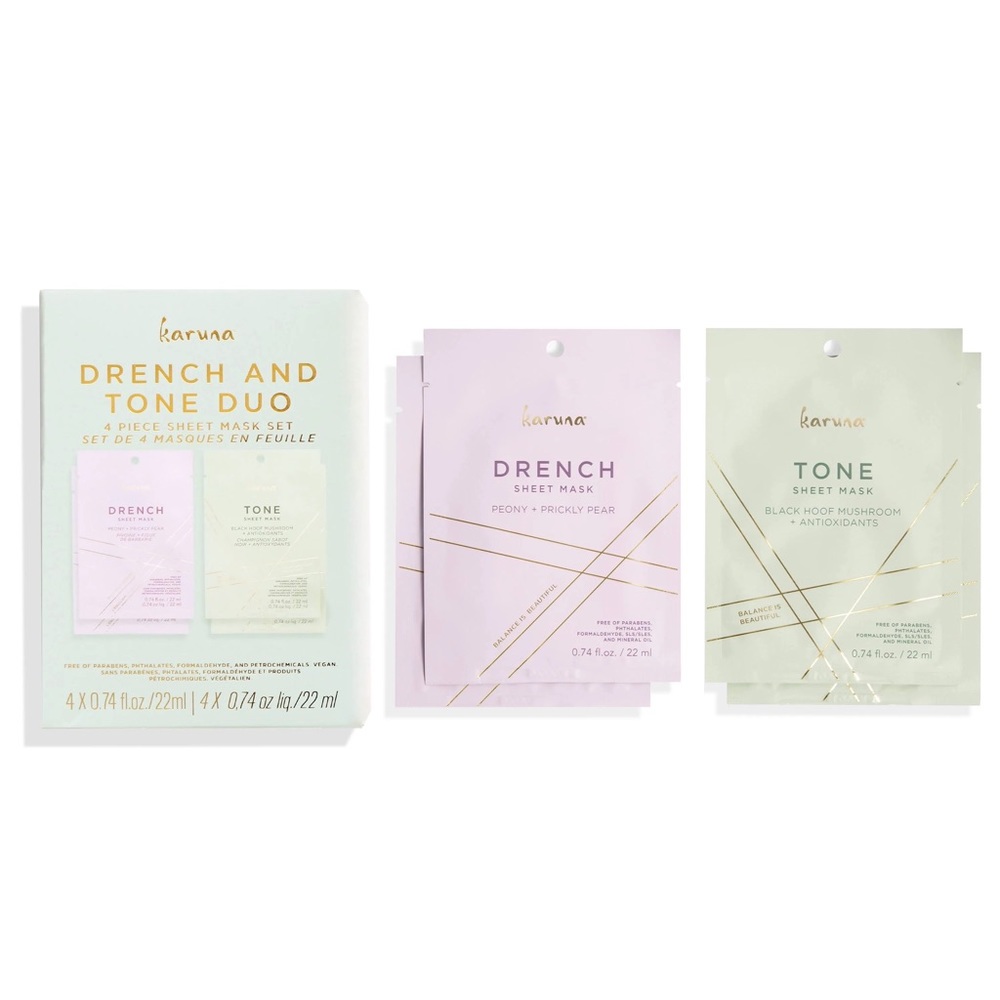 Karuna Drench and Tone Duo 4 piece sheet mask set